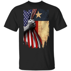 Texas Flag Inside American Flag T-Shirt Fourth Of July Shirts Gift For Patriotic - Zadago