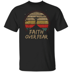 Faith Over Fear T-Shirt Crucifixion Of Jesus Shirt Vintage Graphic Tees Gifts For Christians - Zadago