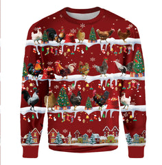 Chicken Christmas Sweater Cute Christmas Sweatshirt Xmas Idea Gift For Chicken Owner - Zadago