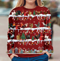Chicken Christmas Sweater Cute Christmas Sweatshirt Xmas Idea Gift For Chicken Owner - Zadago