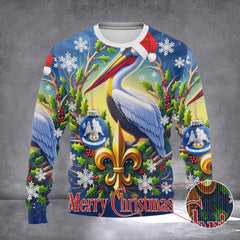 Louisiana Pelican Ugly Christmas Sweater Mens Womens Ugly Xmas Sweater 2026 Ideas - Zadago