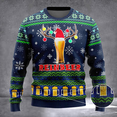 Beer Reindeer Christmas Ugly Sweater Funny Xmas Sweater Gifts For Beer Lovers - Zadago