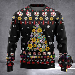 Hippie Xmas Tree Ugly Christmas Sweater Merry Xmas Holiday Sweaters 2026 Gifts - Zadago