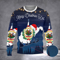 West Virginia Merry Christmas Y'all Ugly Xmas Sweater WV State Xmas Holiday Clothing - Zadago