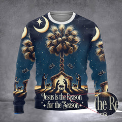 South Carolina Nativity Of Jesus Ugly Christmas Sweater Jesus Is The Reason For Reason - Zadago