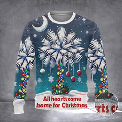 South Carolina All Hearts Come Home For Christmas Sweater Mens Womens Ugly Xmas Sweater - Zadago