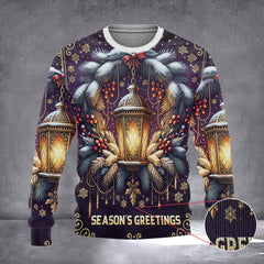 Christmas Lantern Season's Greetings Sweater Happy Christmas Xmas Sweater Best Gifts For 2026 - Zadago