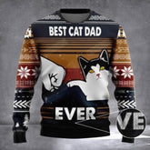 Best Dad Cat Ever Fist Pump Christmas Sweater Christmas Gifts For Cat Dads - Zadago