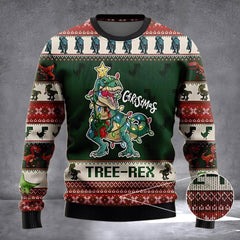 Dinosaur T-Rex Tree Rex Christmas Ugly Sweater Holiday Tree Rex Christmas Jumper Gifts - Zadago