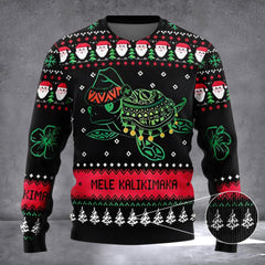Turtle Santa Hat Ho Ho Ho Ugly Christmas Sweater Mele Kalikimaka Xmas Sweater 2026 - Zadago
