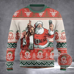 Santa And Jesus Selfie Ugly Christmas Sweater Funny Ugly Xmas Sweater 2026 Gifts - Zadago