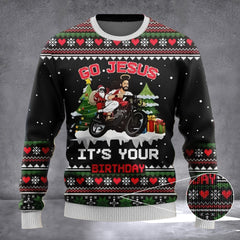 Santa Jesus Ride Motorbike Ugly Christmas Sweater Funny Gifts For Motorbike Riders - Zadago