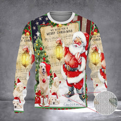 Golden Retriever We With You A Merry Christmas Sweater Funny Xmas Sweater Gifts For Dog Owners - Zadago