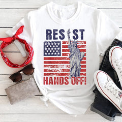 Statue Of Liberty Resist Hands Off Shirt FDT Patriotic T-Shirt Gifts For Him Her - Zadago