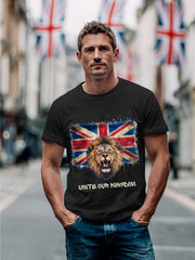 Unite Our Kingdom UK Flag Lion T-Shirt Patriotic Tees Gifts For Him - Zadago