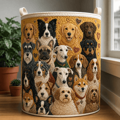 Dogs Parade Quilt Laundry Basket Cute Dog Lover Hamper Pet Lover Gift Ideas