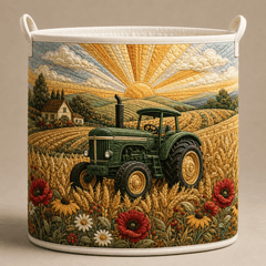 Golden Harvest Farm Quilted Laundry Basket Rustic Farmhouse Fabric Hamper Best Gift For Home