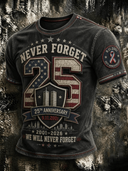 Never Forget 25th Anniversary 2001 2026 T-Shirt Patriotic American Flag Shirt Gifts For Fans