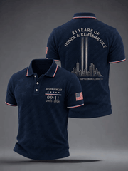 911 Never Forget 25th Anniversary Polo Shirt American Flag Patriotic Shirt Gifts