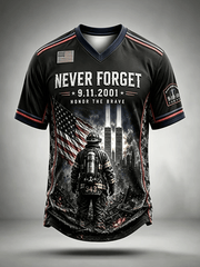 25th Anniversary V-Neck Shirt We Will Never Forget Twin Towers 911 Merch Gifts For My Mom
