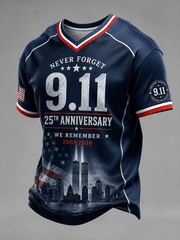 911 Never Forget V-Neck Shirt Twin Towers Silhouette Patriotic Shirt Birthday Ideas
