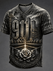 911 Never Forget V-Neck Shirt Twin Towers Silhouette Patriotic Shirt Gift Ideas For Brother