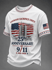 25th Anniversary Of 911 2001 2026 Courage Sacrifice Unity T-Shirt Twin Towers Silhouette Merch