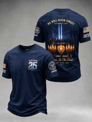 911 We Will Never Forget 2001 2026 T-Shirt US Flag Clothing Birthday Present For Husband