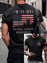 9 11 01 We Will Always Remember T-Shirt Distressed US American Flag Shirt Gift Ideas