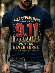Fire Department City Of New York T-Shirt 911 25 Years Never Forget 2001 2026 Birthday Gift