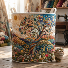 Tree Of Life Quilt Laundry Basket Sacred Folklore Storage Bin Gift For Wife