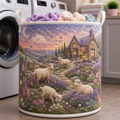 Lilac Field Quilted Laundry Basket Country Cottage House Clothes Hamper New Housewarming Gifts