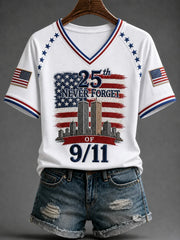 911 25th Anniversary Never Forget V-Neck Shirt 911 Patriotic Apparel Best Gift For Sister
