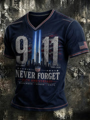 911 25th Anniversary Never Forget Memorial V-Neck Shirt 911 Clothing Tribute Gift For Him