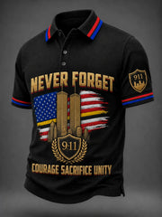 911 25th Anniversary Never Forget Polo Shirt Patriot Day Merch 911 Tribute Gifts