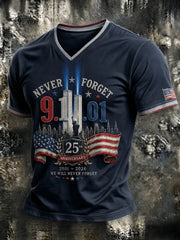 9 11 25th Anniversary Never Forget V-Neck Shirt 9 11 Clothing Tribute Gifts For Husband