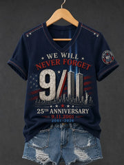 9 11 Never Forget Memorial V-Neck Shirt 9 11 25th Anniversary Never Forget Clothing Best Gift For Sister
