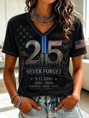 9 11 25th Anniversary Never Forget Vintage V-Neck Shirt 9 11 Anniversary Clothing Tribute Gifts