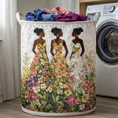 African Heritage Women Quilted Laundry Basket Cultural Art Storage Bin Gift For Her