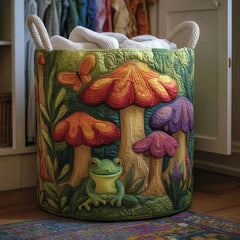 Mystic Groove Frog Quilted Laundry Basket Enchanted Mushroom Hamper Magic Woodland Gift