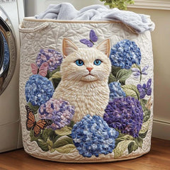 Siamese Cat Quilted Laundry Basket Botanical Cat Animal Storage Bin Gifts For Home