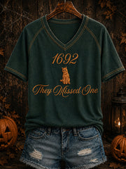 1692 They Missed One V-Neck Shirt Halloween Cat Shirt Apparel For Outfit Lovers