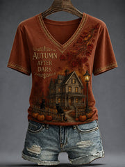 Autumn After Dark V-Neck Shirt Halloween Autumn Shirt Birthday Ideas For Wife