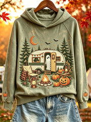Cute Ghost Camping Hoodie Spooky Cute Camper Halloween Clothes Gifts For Her