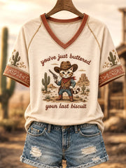 You've Just Buttered Your Last Biscuit V-Neck Shirt Western Cat Apparel Gift For Christian