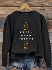 Faith Over Fright Sweatshirt Autumn Halloween Apparel Gift For Halloween Lovers