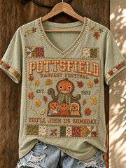 Pottsfield Harvest Festival Est 1502 V-Neck Shirt You'll Join Us Someday Tee Good Gifts For Wife