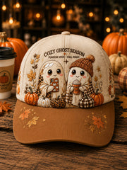 Cozy Ghost Season Cap Autumn Halloween Apparel Gift For Halloween Lovers