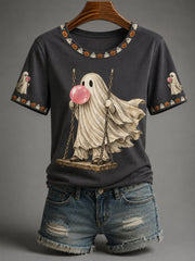 Ghost Blowing Bubble Gum T-Shirt Halloween Ghost Merch Cute Halloween Apparel
