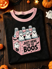 Just Here For The Boos T-Shirt Halloween Spooky Merch Cute Halloween Apparel